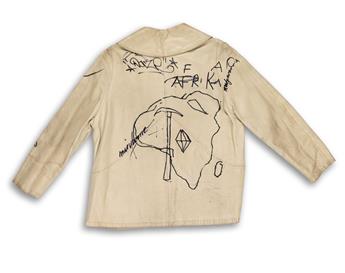 JEAN-MICHEL BASQUIAT AND ANDY WARHOL Graffiti Jacket (Mary Boone Exhibition).